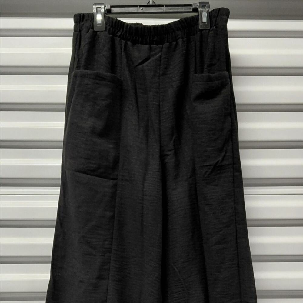 Zenana Women's Pants Size Large Black Wide Leg Boho Festival Coastal Vacation - Picture 7 of 10